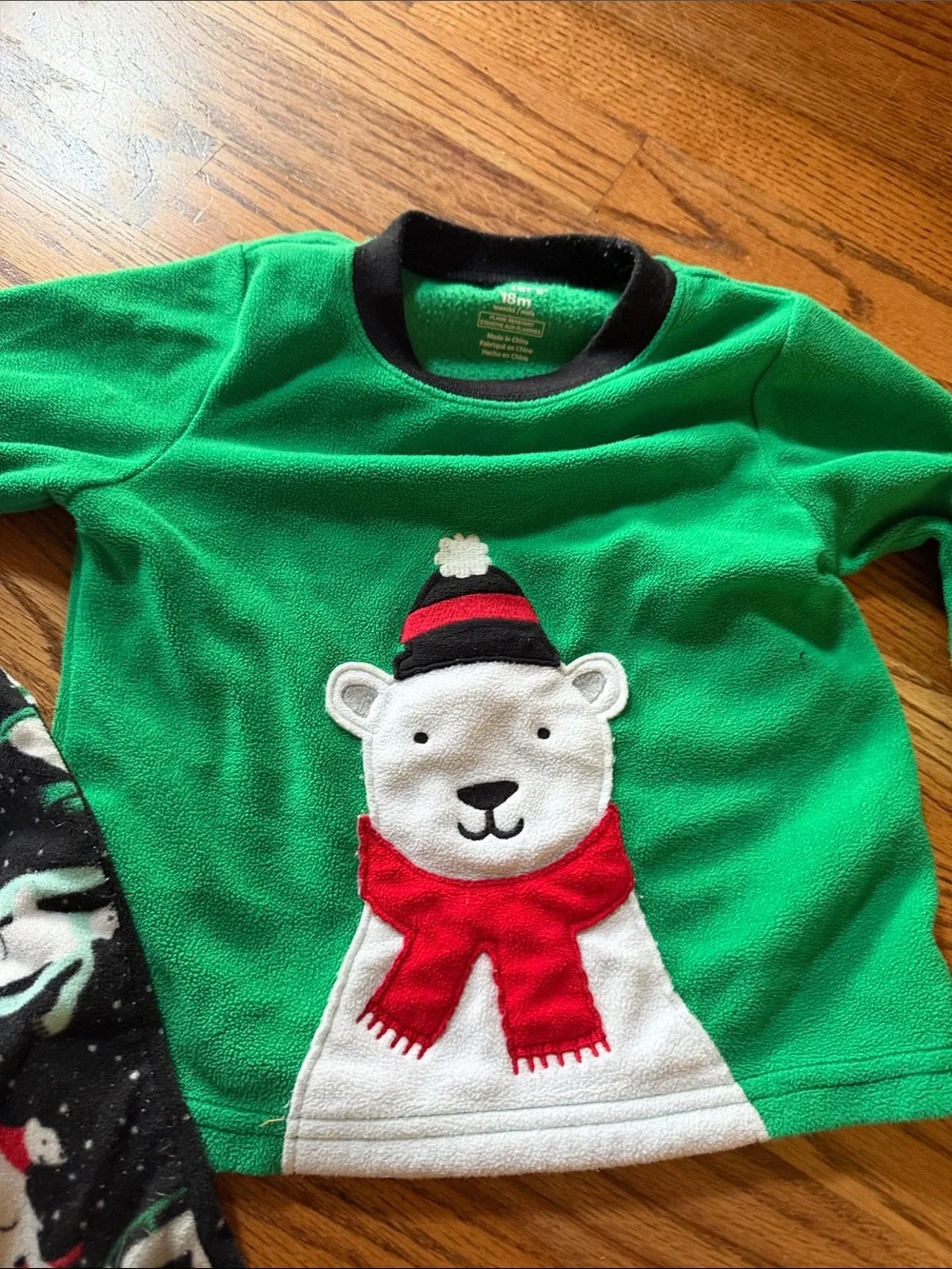 Green Polar Bear Holiday Kids Pajama Set
